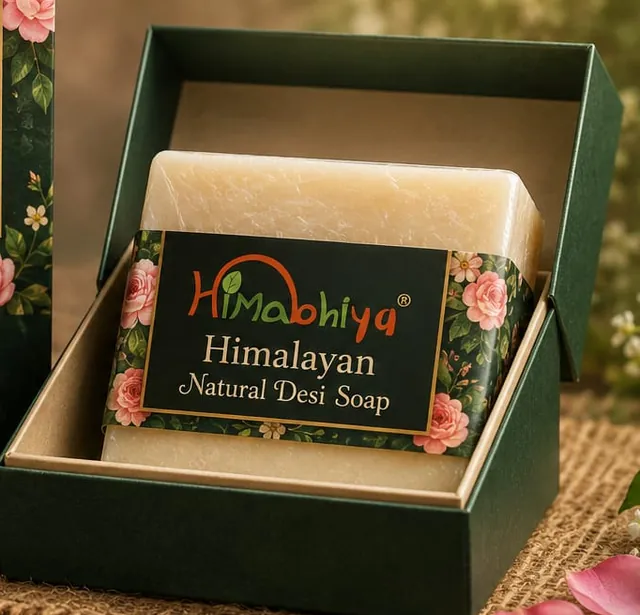 Himabhiya Himalayan Natural Desi Soap - soap in open gift box