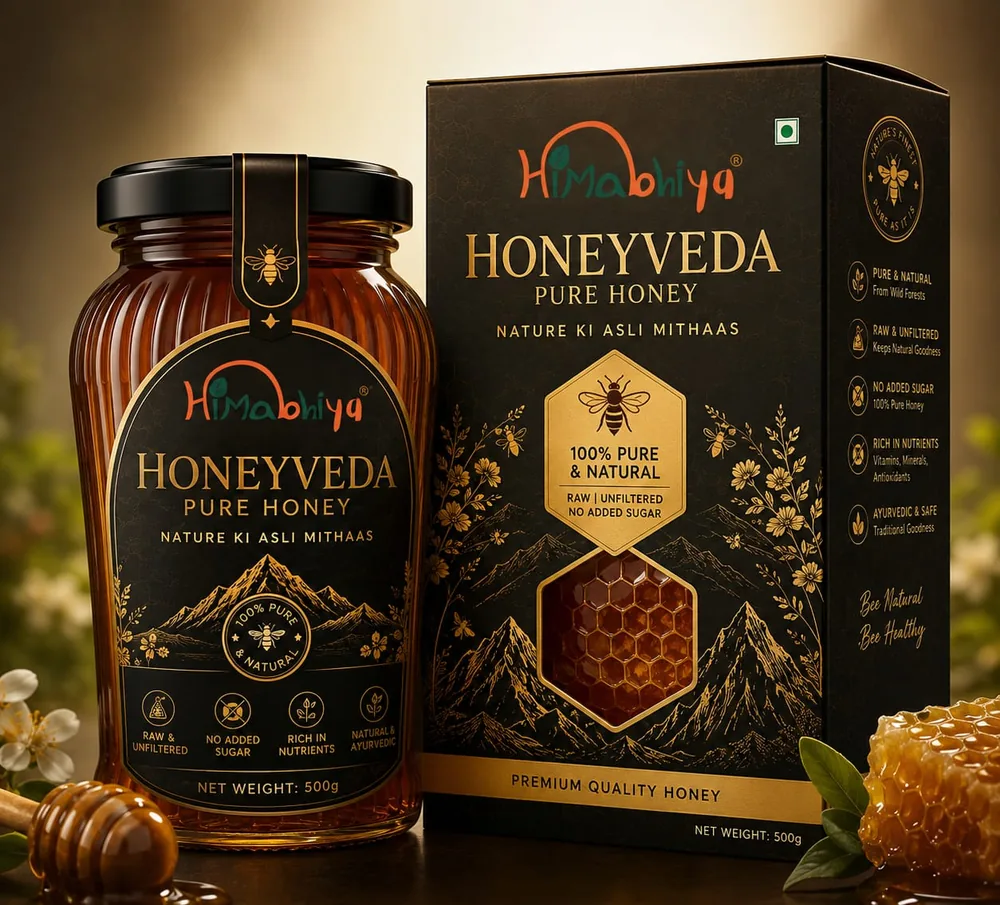 Himabhiya HoneyVeda Pure Honey - jar and box